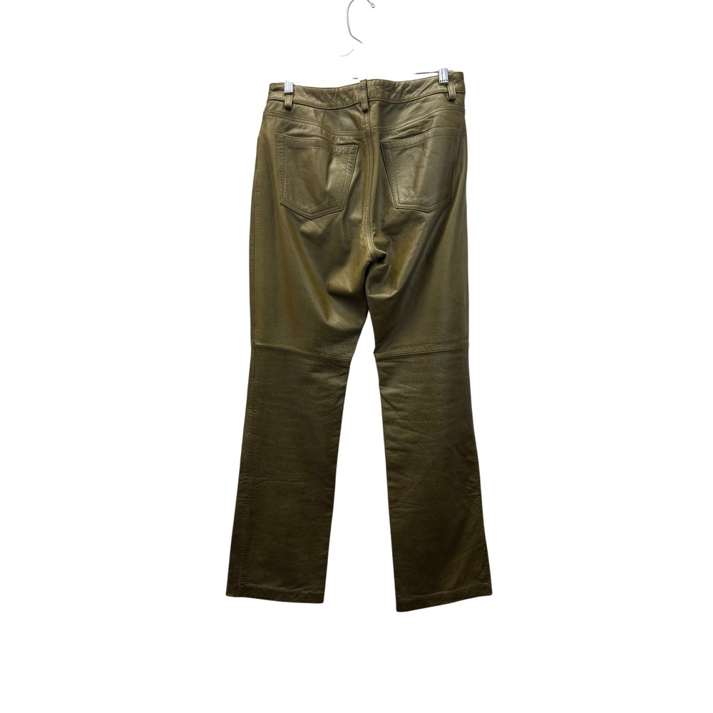Gap Leather Pants Women's Size 8 Olive Green Vintage Boot Cut - Picture 2 of 4